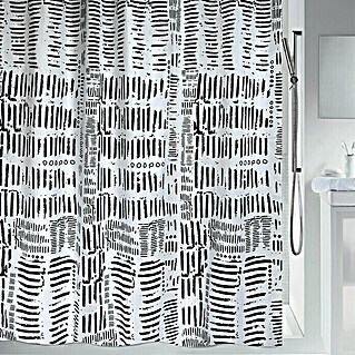 Spirella Cortina de baño textil Connection (180 x 200 cm, Blanco/Negro)