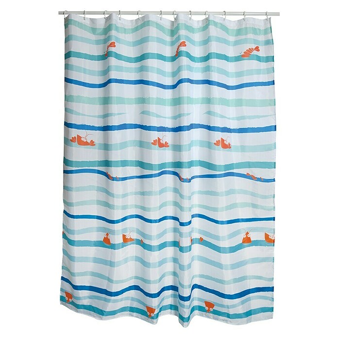 Venus Cortina de baño textil Deep Ocean (180 x 200 cm, Azul/Naranja) | BAUHAUS