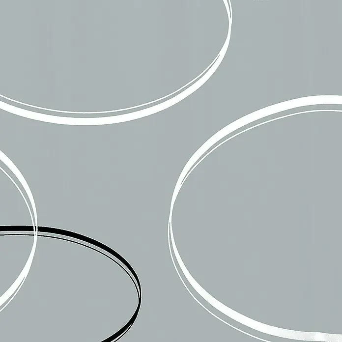 Spirella Cortina de baño Anello - An x Al: 180 x 200 cm, Gris - Diseño abstracto con círculos blancos y negros sobre fondo gris. Decoración de pared moderna para interiores elegantes.