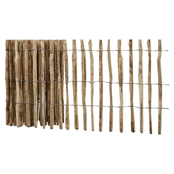 T & J Staketen Rollzaun Rollo 4 cm - B x H: 1.000 x 90 cm, Holz - Holzzaun aus naturbelassenen Holzstämmen, die mit Draht zusammengehalten werden und eine rustikale Optik erzeugen. Ideal für Garten- und Landschaftsbau.
