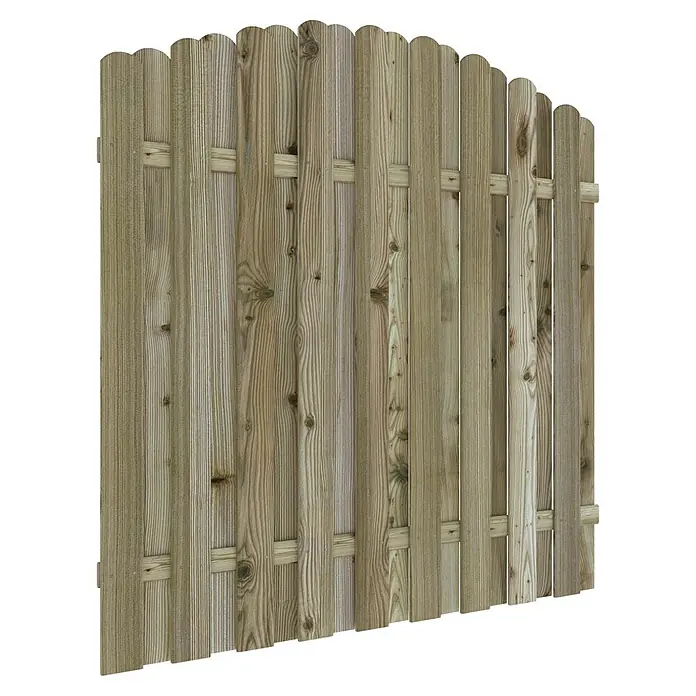T & J Sichtschutzelement Lieke Bogen - B x H: 180 x 180 cm, Mit Bogen, Braun - Dieser Zaun aus hellem Holz mit abgerundeten Kanten bietet eine natürliche und stilvolle Abgrenzung für Ihren Garten oder Ihr Grundstück.