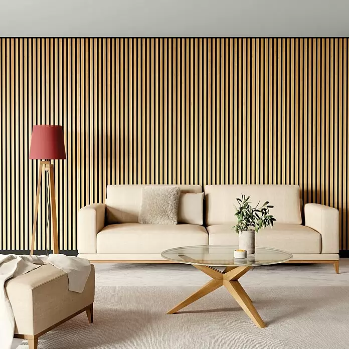 b!design Wandpaneel Wall Smart PlusEiche Hellbraun, 2.500 x 300 x 6,1 mm