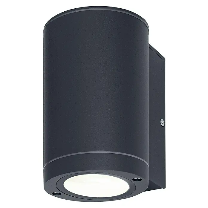 Ledvance Außenwandleuchte - L x B x H: 10,4 x 9,2 x 14,6 cm, Hohe Flexibilität bei der Wahl des Leuchtmittels dank GU10-Fassung, Aluminium, Dunkelgrau, GU10 - Moderne schwarze Wandleuchte mit zylindrischem Design, ideal für den Außenbereich und zur stilvollen Beleuchtung von Hauswänden.