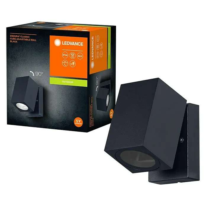 Ledvance Außenwandleuchte Endura Cube - 35 W, 6,6 x 9,3 x 10 cm, Schwarz, IP44 - Schwarze LEDVANCE Endura Classic Cube Wandleuchte, ideal für Außenbereiche. Das Produkt kommt mit einer 5-Jahres-Garantie.