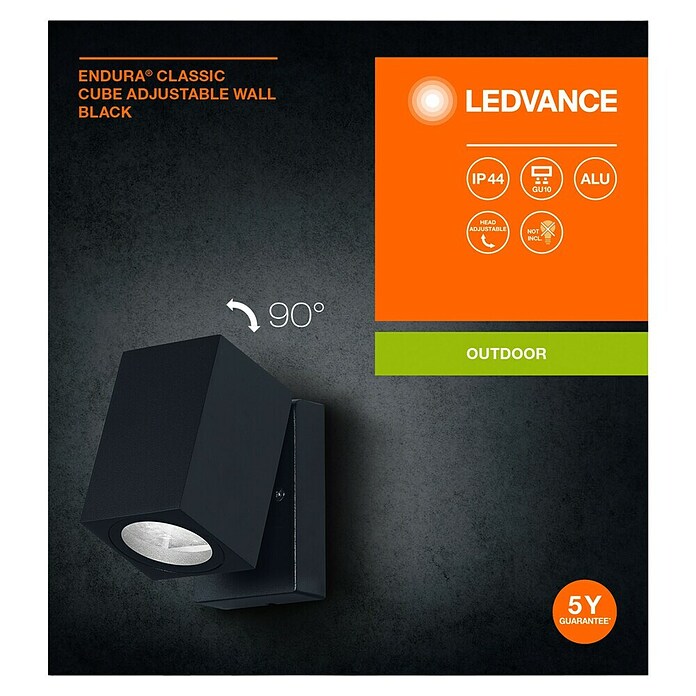 Ledvance Zunanja stenska svetilka Endura Cube  (35 W, 6,6 x 9,3 x 10 cm, Črna, IP44) | 3078 - Wandleuchte Outdoor | CAJA - Outdoorleuchten Hochvolt | CAJ - Outdoorleuchten | CA - Beleuchtung | C - Elektro | BAUHAUS