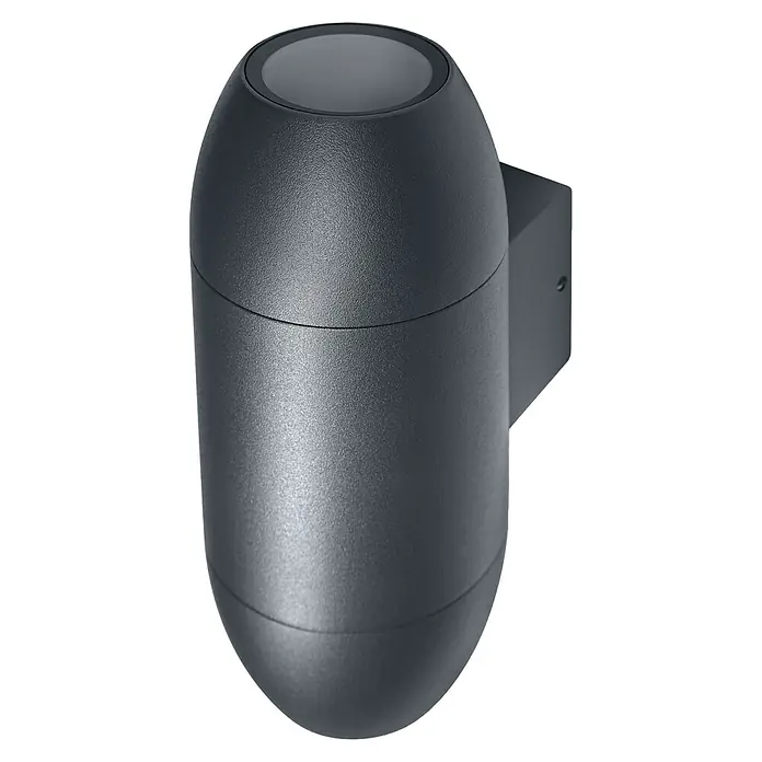 Ledvance Außenwandleuchte Endura Cannon Wall - 10,5 x 7,5 x 18 cm, Dunkelgrau, IP44 - Nahaufnahme einer modernen, grauen Wandleuchte mit einem schlanken, zylindrischen Design.