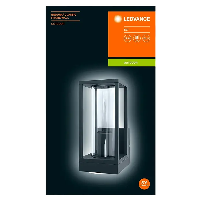 Ledvance Außenwandleuchte Endura Frame Wall - 14 x 11 x 24,5 cm, Dunkelgrau, IP44 - Endura Classic Frame Wall Außenleuchte mit LEDVANCE. Die Leuchte verfügt über E27, IP44 und ist aus Aluminium gefertigt. 5 Jahre Garantie.