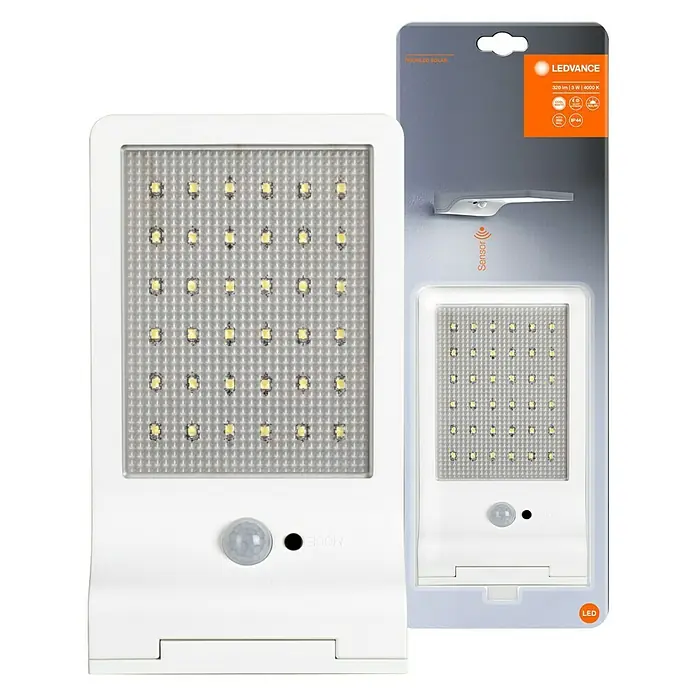 Ledvance LED-Solar-AußenwandleuchteBewegungsmelder, 3 W, Acrylnitril-Butadien-Styrol-Copolymer (ABS), Neutralweiß, Weiß