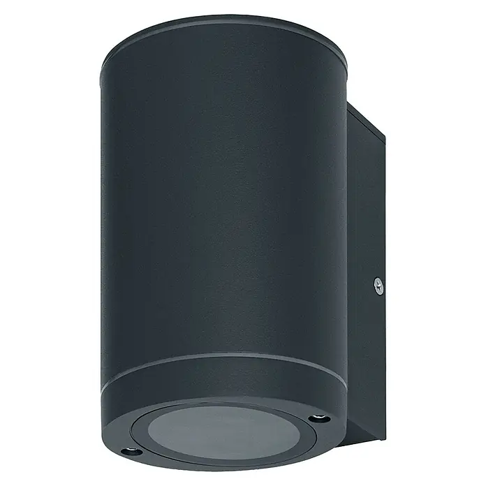 Ledvance Außenwandleuchte - L x B x H: 10,4 x 9,2 x 14,6 cm, Hohe Flexibilität bei der Wahl des Leuchtmittels dank GU10-Fassung, Aluminium, Dunkelgrau, GU10 - Dunkelgraue Wandleuchte mit zylindrischem Design für den Außenbereich. Elegante Beleuchtung für Hauswände.
