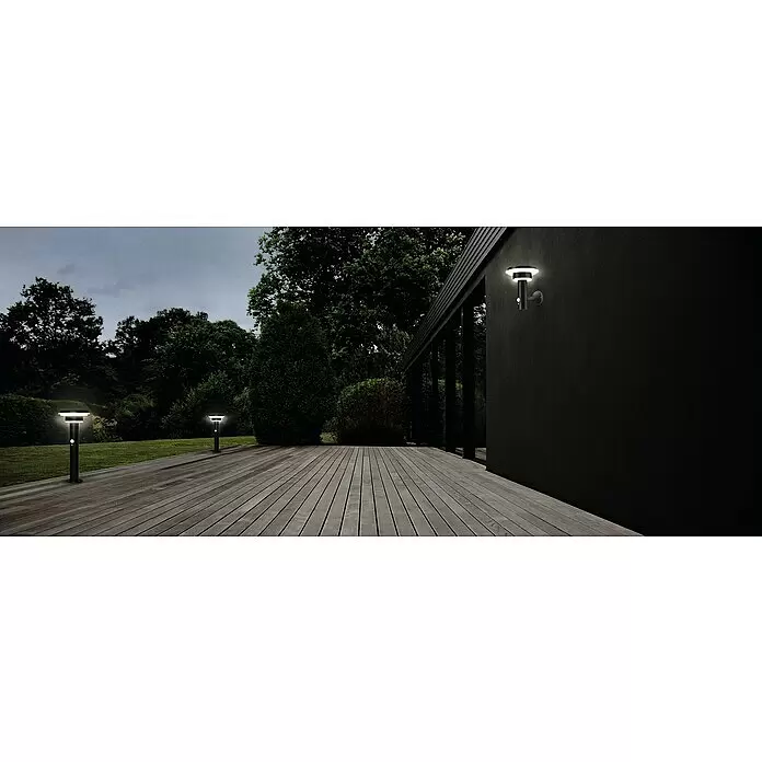 Ledvance Endura Sol Cirkle LED-Sensor-Außenwandleuchte - 6 W, L x B x H: 18,5 x 17,8 x 22 cm, Schwarz, Warmweiß - Stimmungsaufnahme