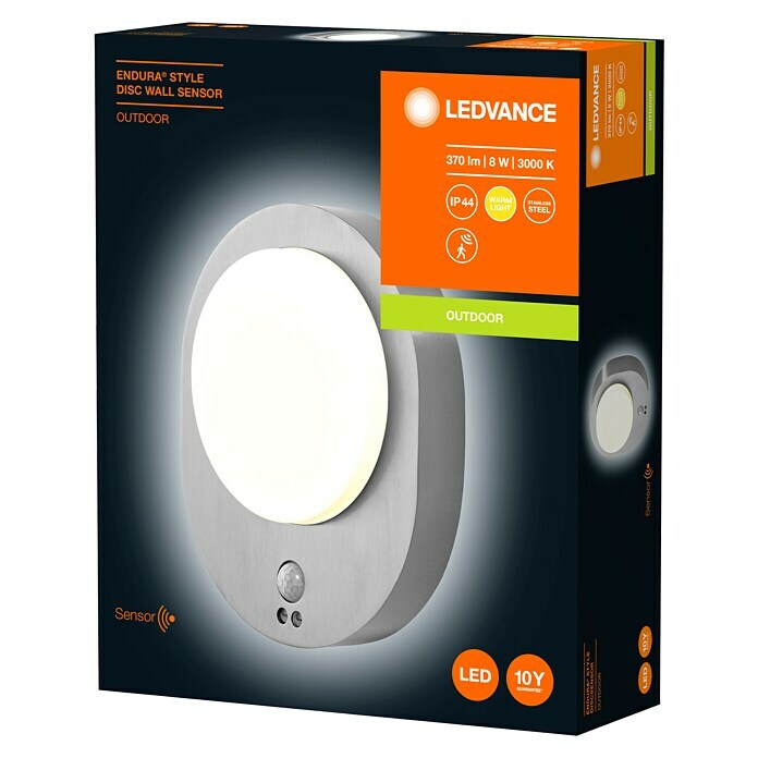 Ledvance LED-Außenwandleuchte Endura Disc Wall (8 W, 24,4 x 20 x 6 cm, Silber, IP44) | BAUHAUS