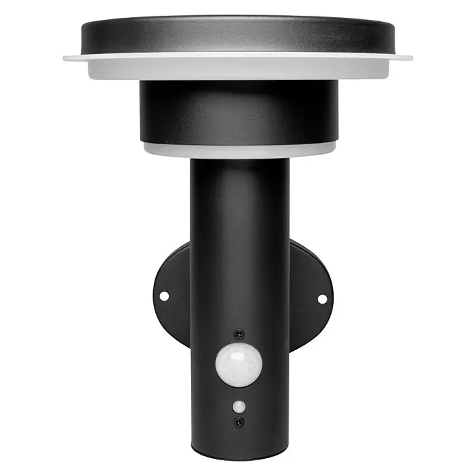 Ledvance Endura Sol Cirkle LED-Sensor-Außenwandleuchte - 6 W, L x B x H: 18,5 x 17,8 x 22 cm, Schwarz, Warmweiß - Eine moderne, schwarze Wandleuchte mit Bewegungsmelder, ideal für Außenbereiche. Elegantes Design trifft auf Funktionalität.