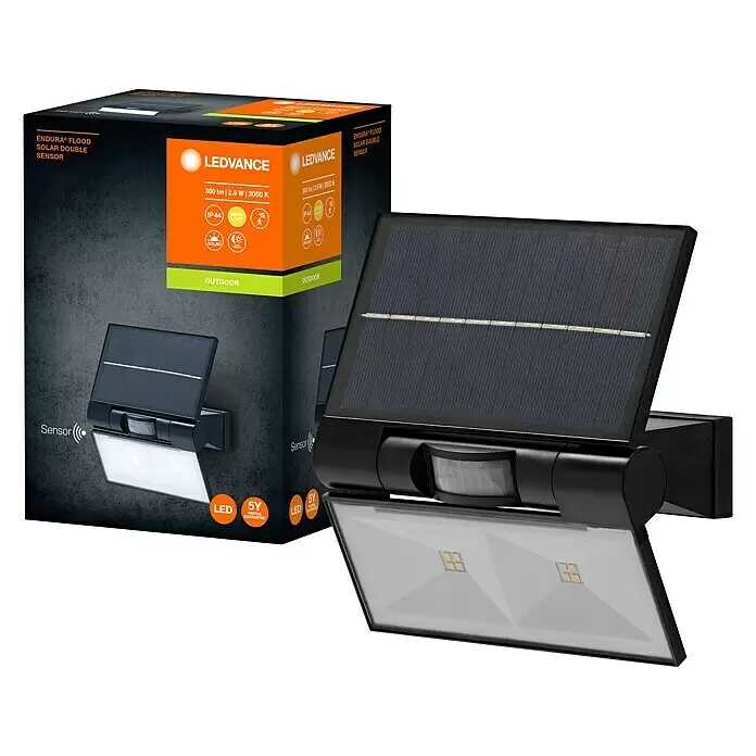 Ledvance LED-Solar-Außenwandleuchte Endura FloodSolarzelle, Kunststoff, Warmweiß, Dunkelgrau