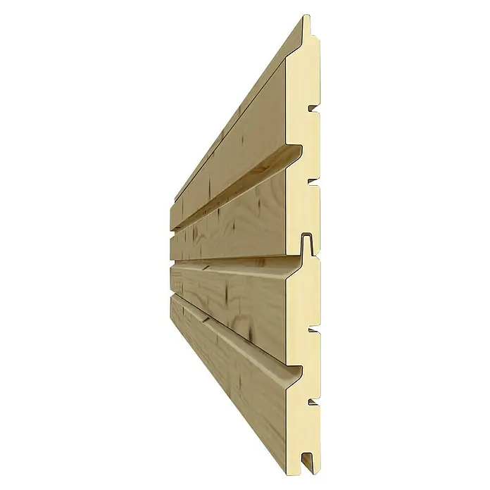 Bertilo Gerätehaus Woodline - Außenmaß inkl. Dachüberstand (B x T): 226 x 240 cm, Holz, Anthrazitgrau - Ansicht von Holzverkleidungen mit Nut- und Federverbindungen für eine einfache und stabile Montage in Innenräumen.