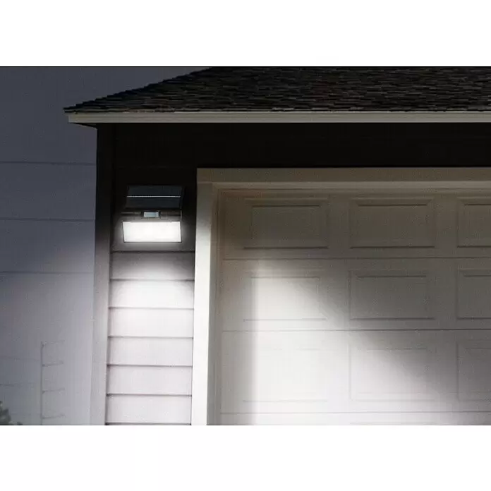 Osram Solar-Außenwandleuchte Endura Flood - 2,9 W, L x B x H: 16 x 11 x 17,2 cm, Dunkelgrau, IP44, 380 lm, Lichtfarbe: Warmweiß - Bildausschnitt