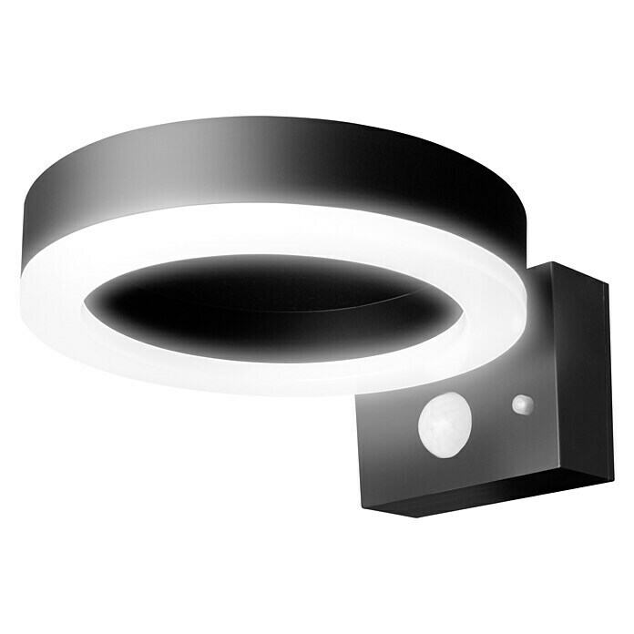 Ledvance Endura Sol Cirkle LED-Sensor-Außenwandleuchte (6 W, L x B x H: 20 x 16 x 7 cm, Schwarz, Warmweiß) | BAUHAUS