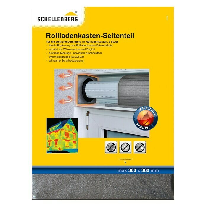 Schellenberg Rollladenkasten-Dämmmatte SeitenteilL x B x H: 300 x 360 x 15 mm Front View