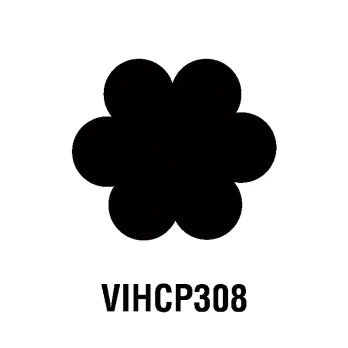 Artemio Perforadora gigante Flower 2 - Flor, 5 x 4,7 cm - Logotipo negro de Spyderco con el texto "VIHCP308" debajo, indicando el producto.