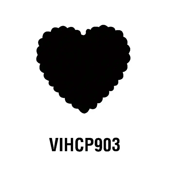 Artemio Perforadora 1/2" - Corazón, 3,5 x 3,5 cm - Símbolo negro en forma de corazón con el texto "VIHCP903" debajo, ideal para proyectos de San Valentín y mensajes de amor.