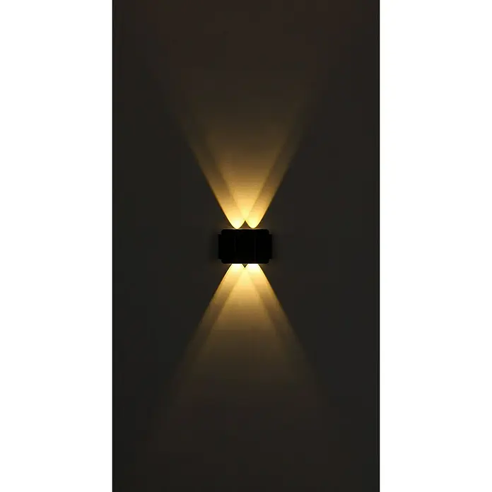 Globo Solar-Außenwandleuchte - L x B x H: 6,4 x 17 x 10,8 cm, Schwarz, IP54, 40 lm - Schwarze Wandleuchte, die nach oben und unten warmes Licht abstrahlt und eine gemütliche Atmosphäre schafft.