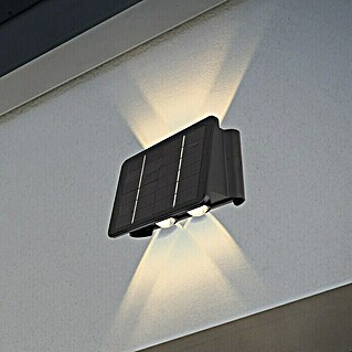 Globo LED-Solar-Außenwandleuchte (Ein-/Ausschalter, Kunststoff, Warmweiß, Schwarz)