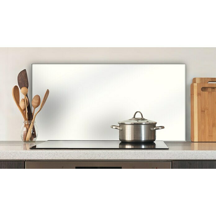 CUCINE KüchenrückwandWeiß, 80 x 40 cm, Stärke: 6 mm, Einscheibensicherheitsglas (ESG) Front View