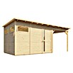 Bertilo Gerätehaus Pentus 3 Lounge (Außenmaß inkl. Dachüberstand (B x T): 581 x 265 cm, Holz, Natur) | BAUHAUS