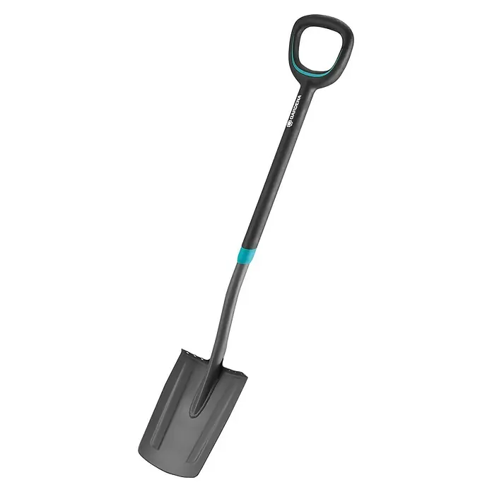 Gardena Ergoline Gärtnerspaten - Mit Tritt, Arbeitsbreite: 19 cm - Abbildung eines Gardena Spatens mit D-Griff, ideal zum Umgraben und Ausheben von Erde im Garten. Seine robuste Bauweise garantiert Langlebigkeit.
