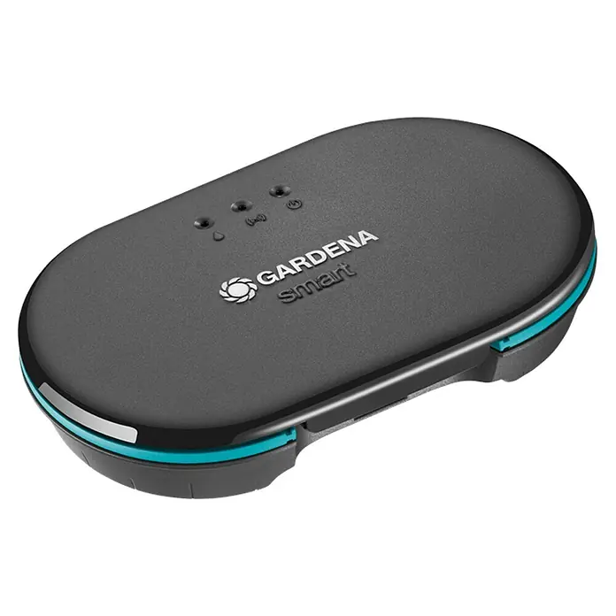 Gardena Smart system Bewässerungssteuerung - Netzbetrieben, 1 -tlg., Passend für: Gardena smart System Sets, Gardena Bewässerungsventil 24 V, Gardena smart Sensor - Abbildung des Gardena Smart Sensors, ein Gerät zur intelligenten Gartenbewässerung mit Sensoren und automatischer Steuerung.