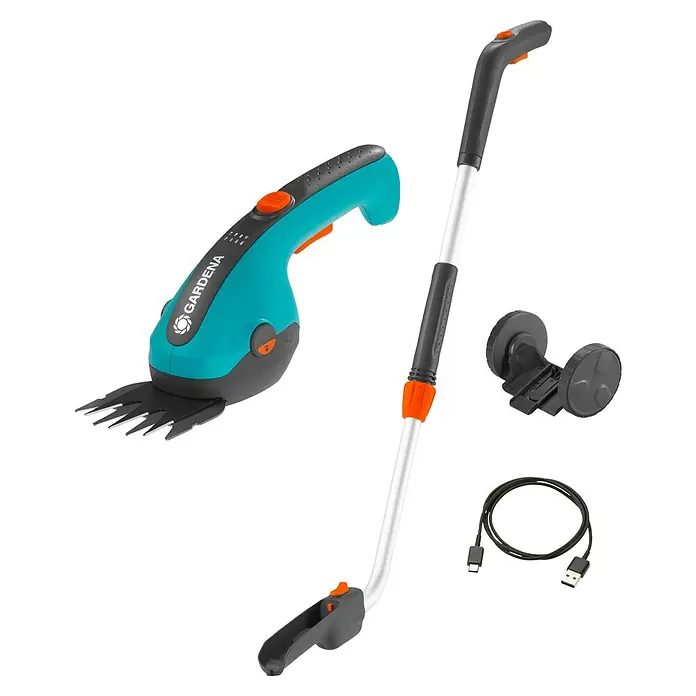 Gardena ClassicCut Akku-Gras- & Strauchschere Li Set - 3,6 V, Li-Ionen, 1 Akku, Schwertbreite: 8 cm - Das GARDENA Akku-Grasscheren-Set ClassicCut Li mit Teleskopstiel bietet präzise Rasenkantenschnitte und Formschnitte für Büsche.