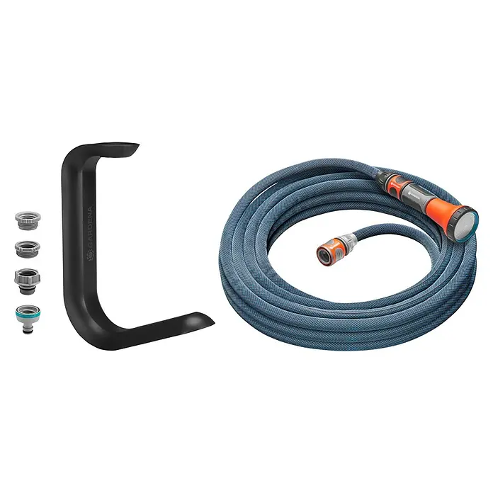 Gardena Gartenschlauch Liano Xtreme Set mit Schlauchhalter - Länge: 10 m, Schlauchdurchmesser: 13 mm - Das Gardena Wasserhahn-Set mit Gerätehalter bietet eine bequeme Lösung zur Wasserentnahme und Aufbewahrung des Gartenschlauchs.