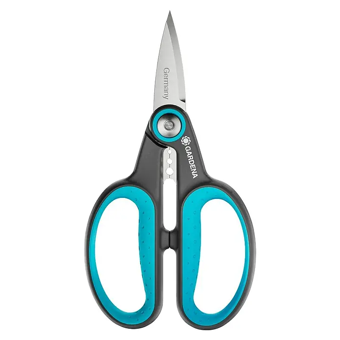Gardena Schere Herbcut - Geeignet für: Kräuter - Gartenschere von Gardena in Schwarz und Türkis mit scharfen Klingen und ergonomischen Griffen für präzise Schnitte im Garten.