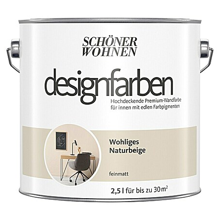 SCHÖNER WOHNEN-Farbe Wandfarbe Designfarbe (Wohliges Naturbeige, Matt, 2,5 l, Konservierungsmittelfrei)
