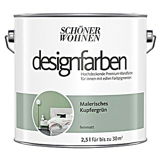 SCHÖNER WOHNEN-Farbe Wandfarbe Designfarbe (Malerisches Kupfergrün, 2,5 l, Matt, Konservierungsmittelfrei)