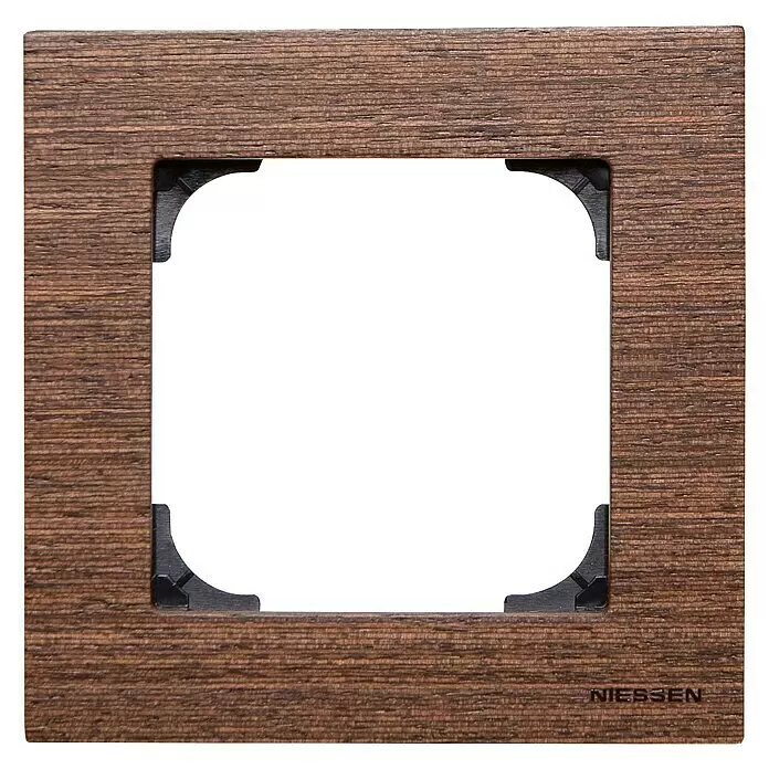 Niessen Sky Marco - Wengué, Modelo de mecanismos: x 1, Plástico - Marco eléctrico cuadrado efecto madera marrón oscuro, Niessen.