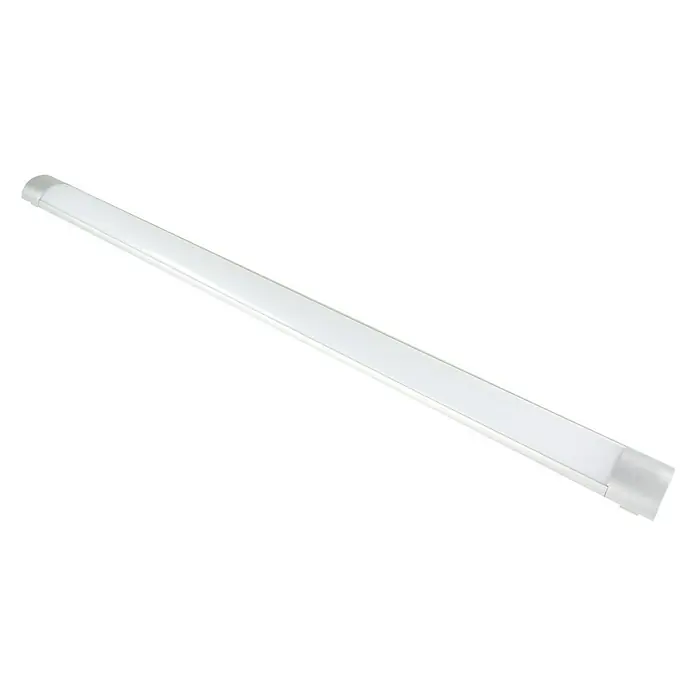 Ritter Leuchten LED-Lichtleiste Cristal - 35 W, Silber, L x B x H: 1,2 m x 80 mm x 31 mm - Eine lange, weiße LED-Röhrenleuchte, ideal für Büros oder Werkstätten, die helles und effizientes Licht bietet, um Räume optimal auszuleuchten.