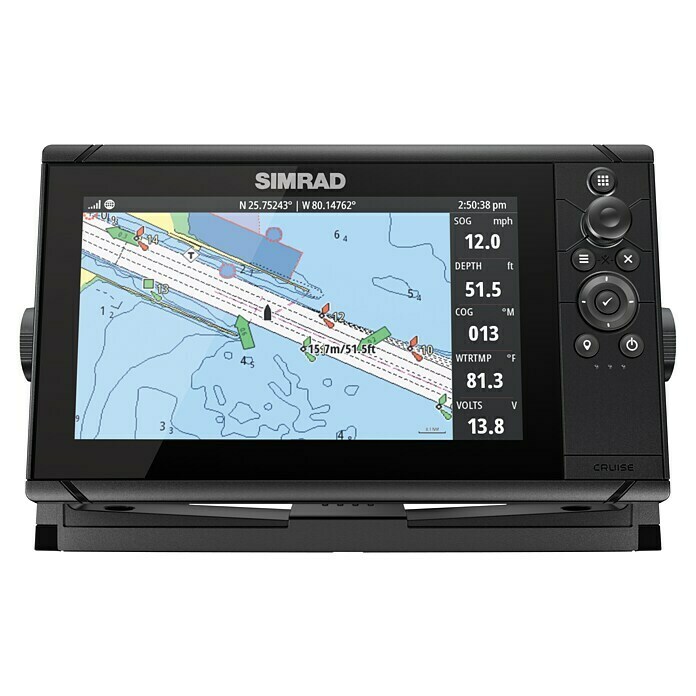 Simrad Fishfinder & Kartenplotter Cruise 9Geber: Cruise 83/200-Skimmer-Schwinger, Bildschirmtyp: 9″/228,6 mm TFT LCD Front View