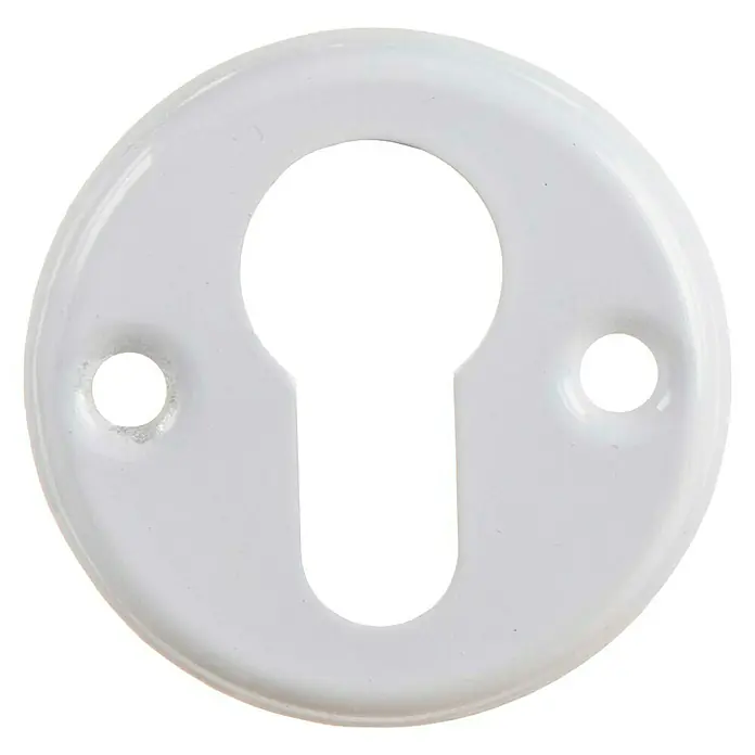 Escudo para cerraduras con bocallave 1001 - Diámetro roseta: 47 mm, Blanco - Tapa de ojo de cerradura de metal blanca con dos orificios para tornillos para un montaje seguro en la puerta.