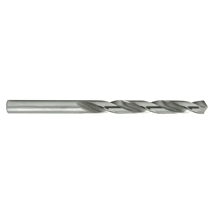 Exact Metallbohrer HSS-G - Durchmesser Bohrer: 4,2 mm, Maße Schrauben: M5 - Ein silberner Spiralbohrer mit einer scharfen Spitze und spiralförmigen Rillen. Ideal zum Bohren von Löchern in verschiedenen Materialien.