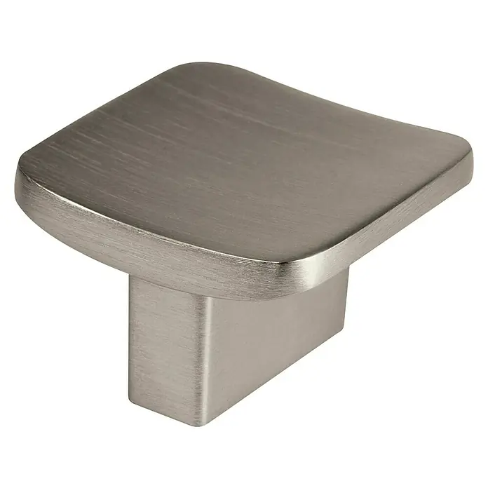 Nesu Tirador para muebles 815525 - L x An x Al: 3,2 x 3,2 x 2,1 cm, Acero, Inoxidable - Primer plano de un tirador de gabinete cuadrado moderno en níquel cepillado, que proporciona un toque elegante y funcional a los muebles.
