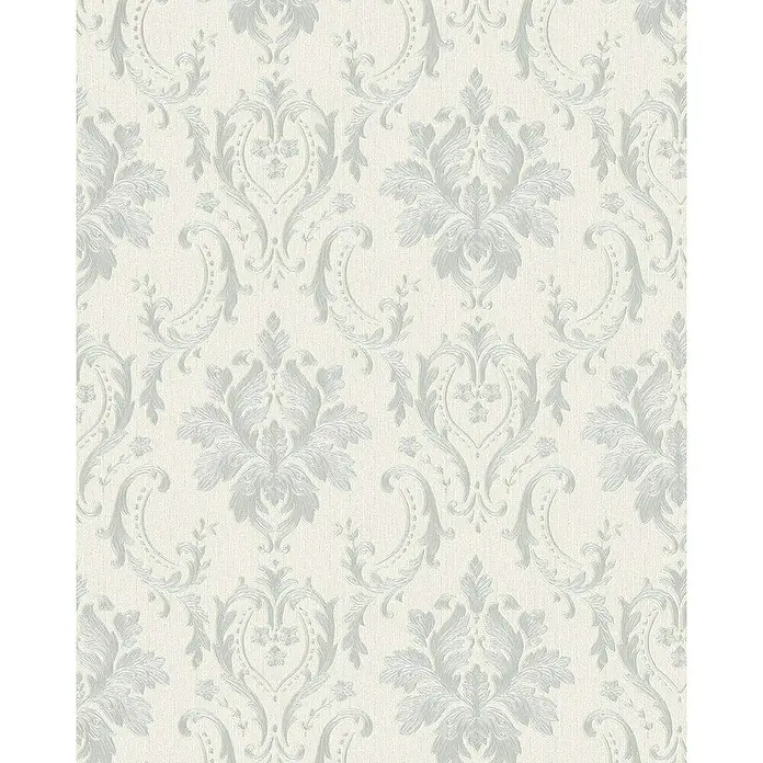 Marburg Home Classic Belvedere Vliestapete Damastmotiv I - Grau/Beige, Ornament, 10,05 x 0,53 m - Elegantes Tapetenmuster mit einem subtilen, floralen Damastdesign in sanften Grautönen, das jedem Raum eine klassische Note verleiht.
