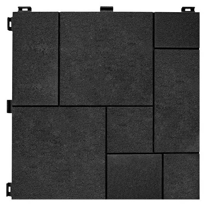 Klickfliese Mosaik - Kunststoff, 30 x 30 x 1,5 cm, Anthrazit, 6 Stk. - Schwarze Bodenfliese mit Noppenoberfläche, ideal für Garagen, Fitnessräume oder Werkstätten. Strapazierfähig und einfach zu verlegen.