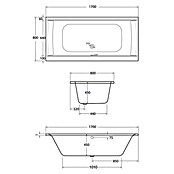 Ottofond Badewanne Palermo (170 x 80 cm, Sanitäracryl, Weiß)