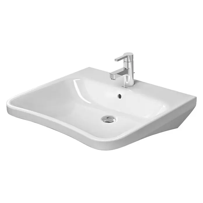 Duravit DuraStyle Waschtisch Vital - 65 x 57 cm, Ohne Spezialglasur, Hahnloch: Mitte, Mit Überlauf, Weiß - Elegantes Keramikwaschbecken mit modernem Wasserhahn, ideal für jedes Badezimmer. Das Waschbecken besticht durch sein schlichtes Design und hohe Funktionalität.