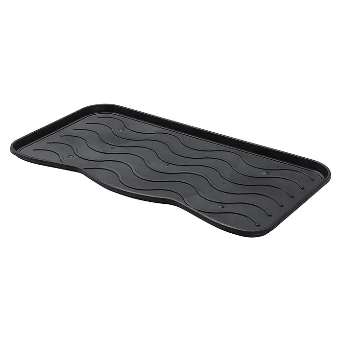 Astra Schuhabtropfschale - 75 x 38 cm, Schwarz, Mit Noppen - Schwarze Schuhablage mit erhöhten Rändern und gewelltem Design zum Schutz vor Schmutz und Feuchtigkeit im Innenbereich.