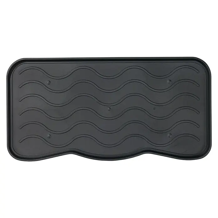 Astra Schuhabtropfschale - 75 x 38 cm, Schwarz, Mit Noppen - Schwarze Schuhablage mit gewelltem Design, ideal für den Eingangsbereich, um Schmutz und Wasser aufzufangen.\n