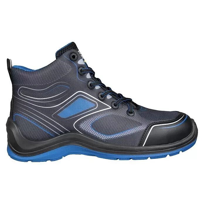Safety Jogger Sicherheitsstiefel Flow S1P MID - 45, Schutzklasse nach EN ISO 20345: S1P, Schwarz, Blau - Rechte Seitenansicht