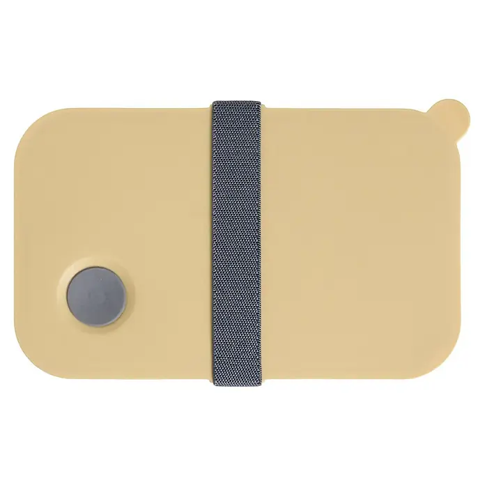 Fiambrera con banda elástica - L x An x Al: 11 x 19 x 6 cm, 1 l - Lonchera amarilla con goma elástica gris y cierre de botón, ideal para llevar. Práctica y elegante para meriendas y comidas.