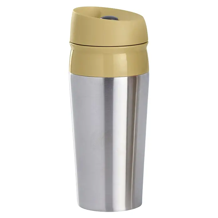 Termo para beber hermético - Ø x Al: 8 x 21 cm, 450 ml - Termo de acero inoxidable con tapa amarilla. Ideal para viajar, mantiene las bebidas calientes o frías.