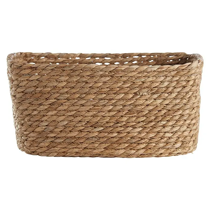 Cesta de junco - L x An x Al: 20 x 30 x 15 cm, Natural - Cesta rectangular de jacinto de agua, un elemento de almacenamiento decorativo y práctico para cualquier hogar.